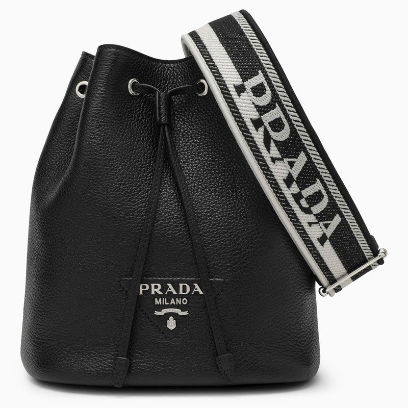 Prada leather outlet bucket bag black