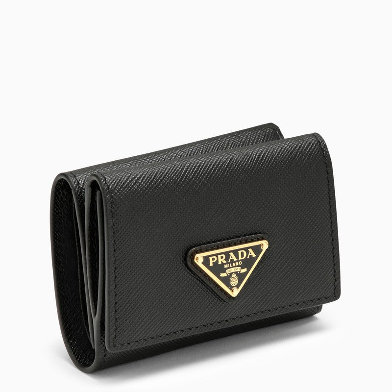 WOMEN][NEW IN]Small black Saffiano wallet with logo – d.code
