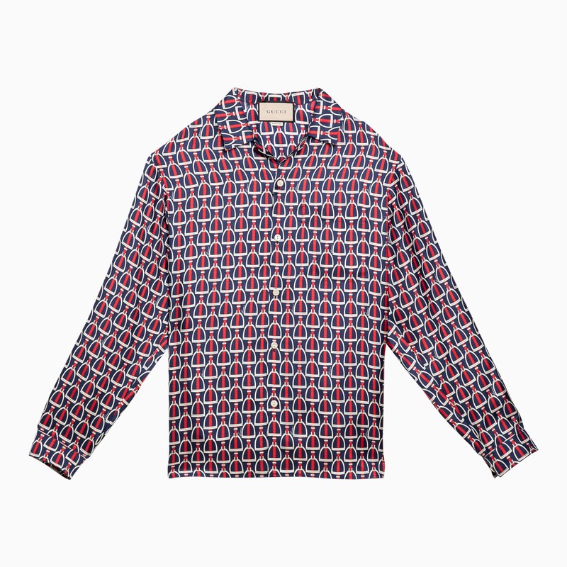 Blue/red silk print shirt – d.code