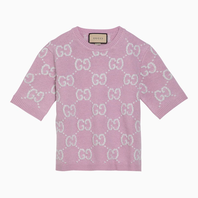 Pink wool jumper with jacquard logo – d.code