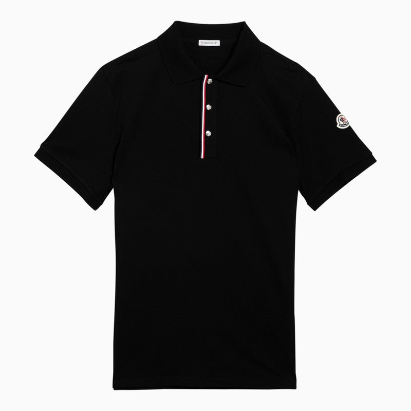 Black cotton polo shirt with logo – d.code