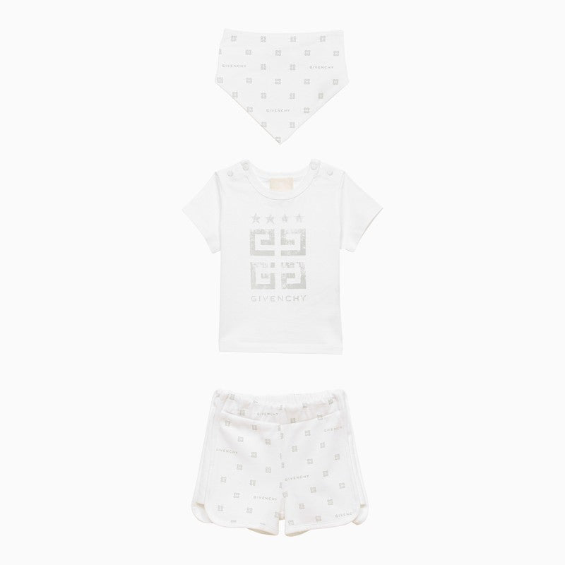 White cotton T-shirt/short/bandana set