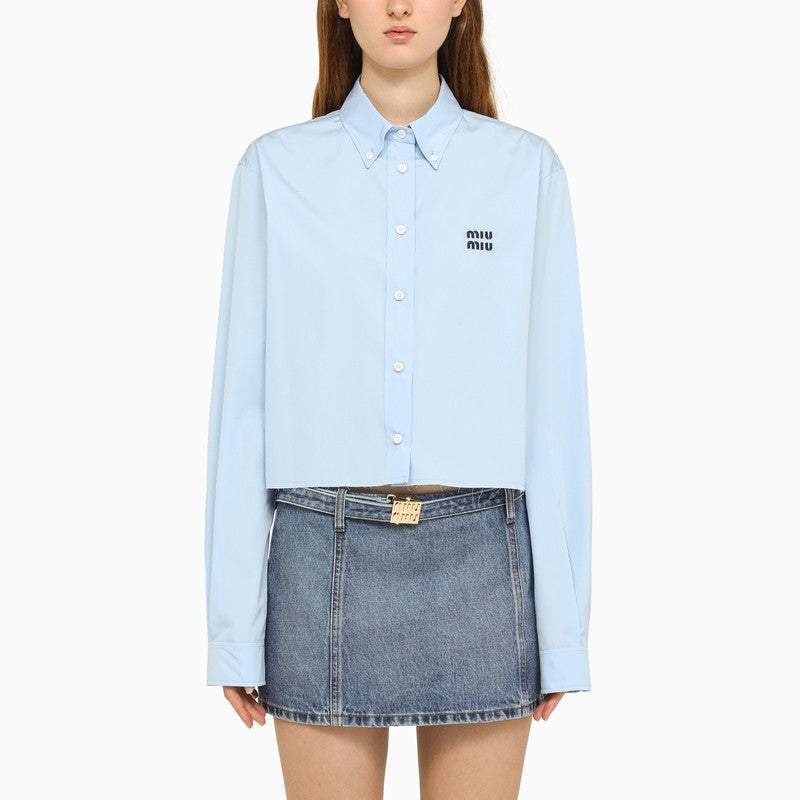 Blue button-down cropped shirt – d.code