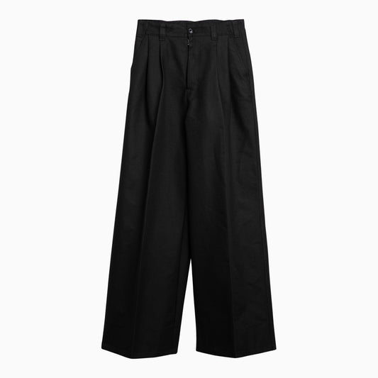Black cotton wide trousers