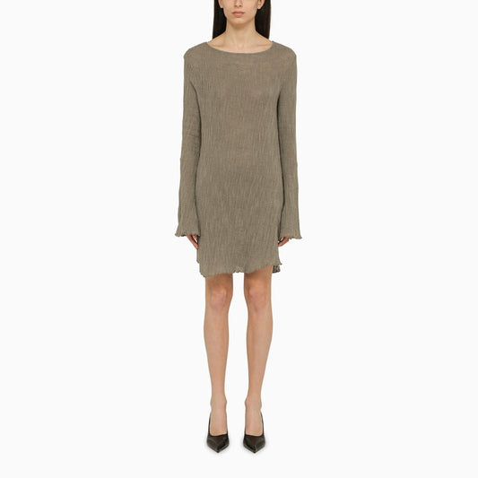 Grey linen and cotton knit mini dress