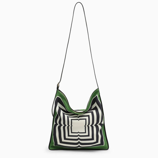 Shoulder bag with green/white pattern