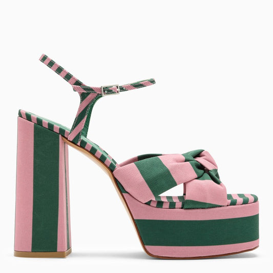 Green/pink high sandal with platform