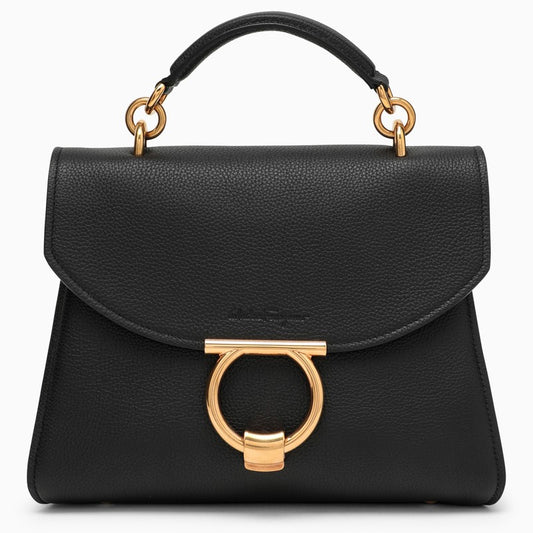 Black leather Gancini handbag
