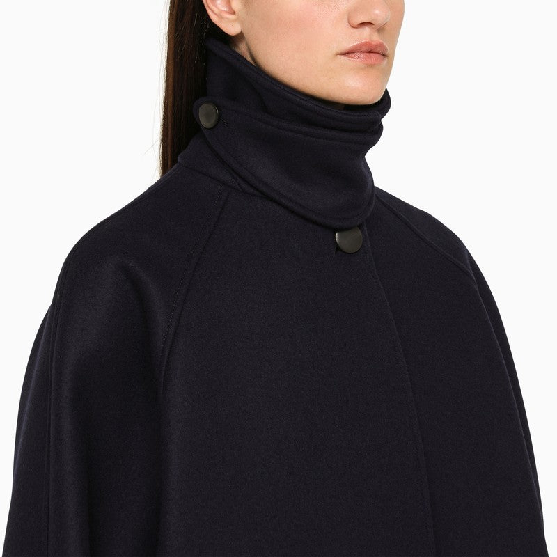 Single-breasted navy wool coat