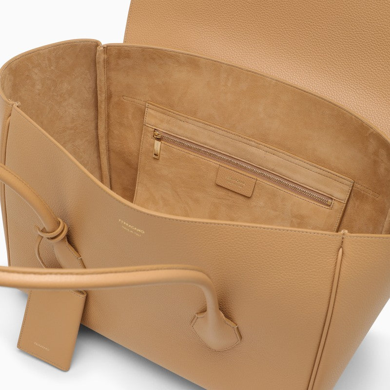 [WOMEN][DIGGING]Camel-coloured leather Tote Bag L