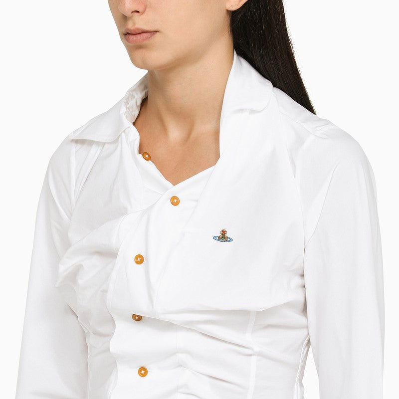 White draped shirt