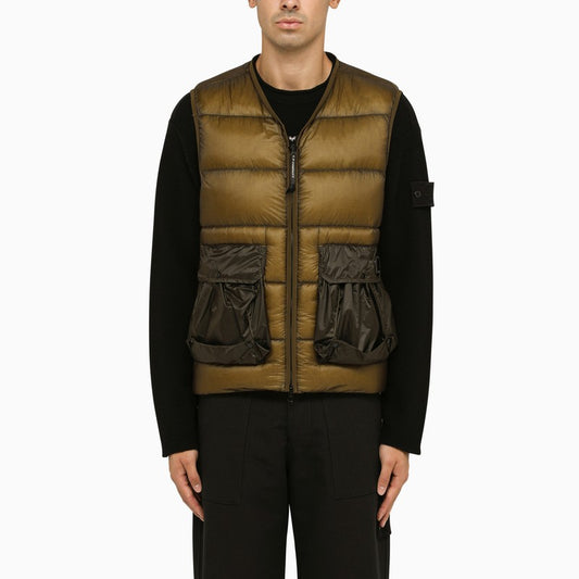 Brown quilted nylon waistcoat