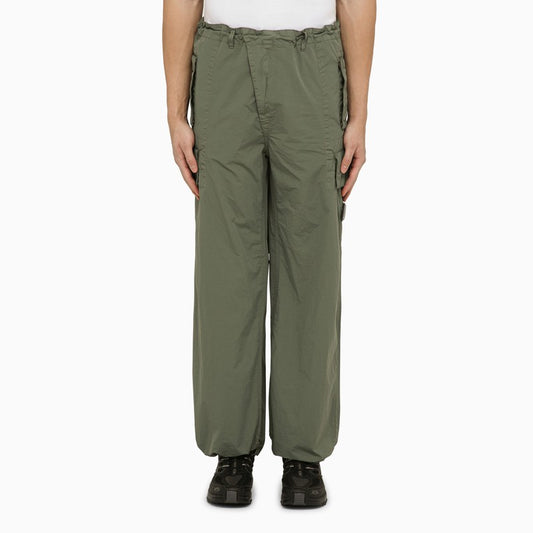 Agave green nylon cargo trousers