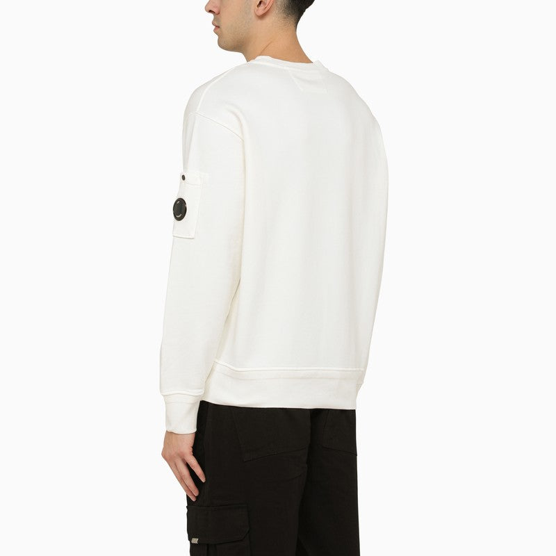 Gauze-coloured crewneck sweater with lens detail
