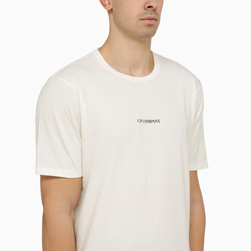 Gauze-coloured crew-neck T-shirt with logo