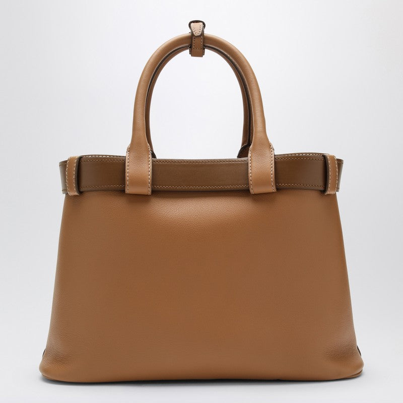 Caramel-coloured leather medium Buckle bag with belt