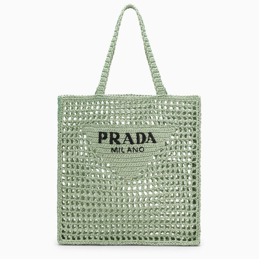 Water-coloured crochet tote bag with logo