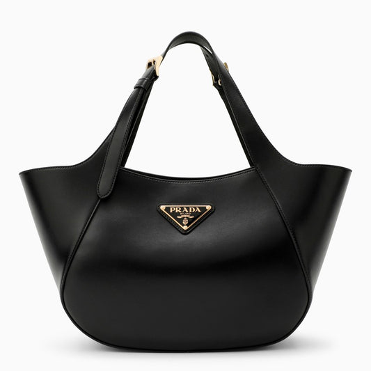 Black leather medium tote bag