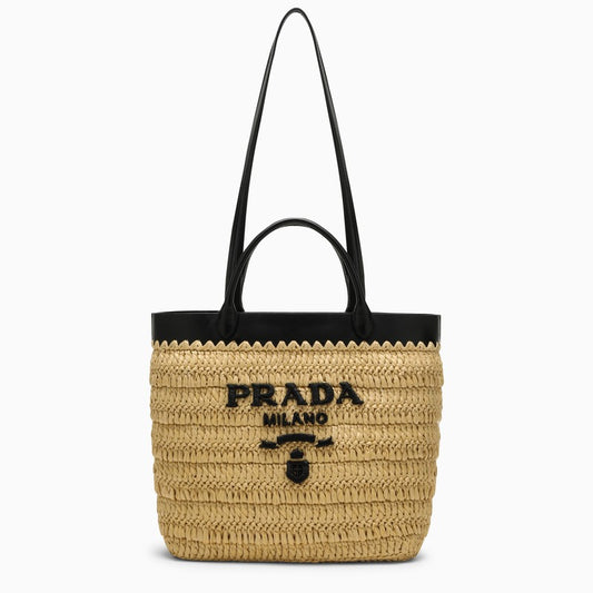[NEW IN]Natural-coloured raffia bag with logo