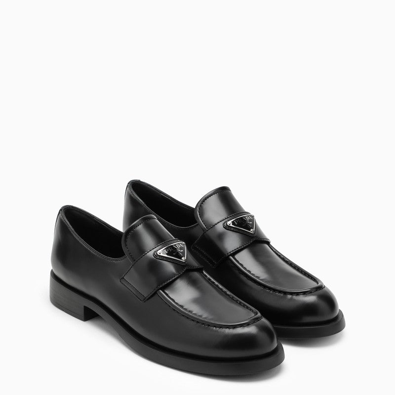 Chocolate black leather loafer