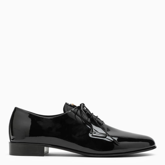 Black patent leather lace-up