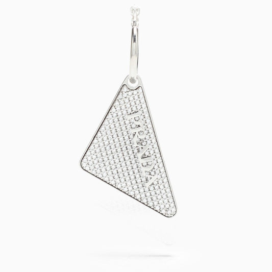Crystal Prada Holiday triangle logo right earring