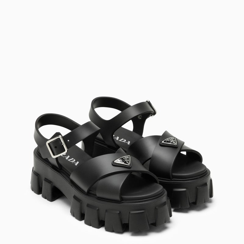 Black rubber sandal with logo – d.code