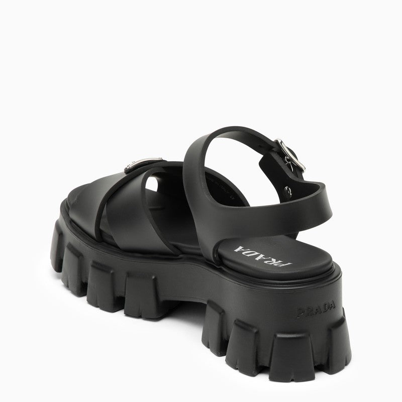 Black rubber sandal with logo – d.code