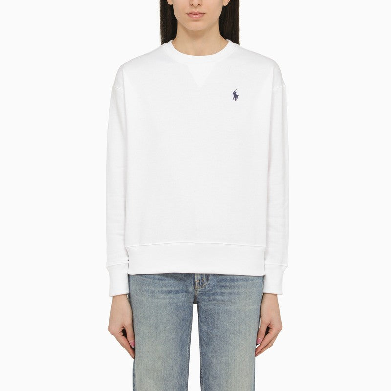 White cotton crew-neck sweatshirt
