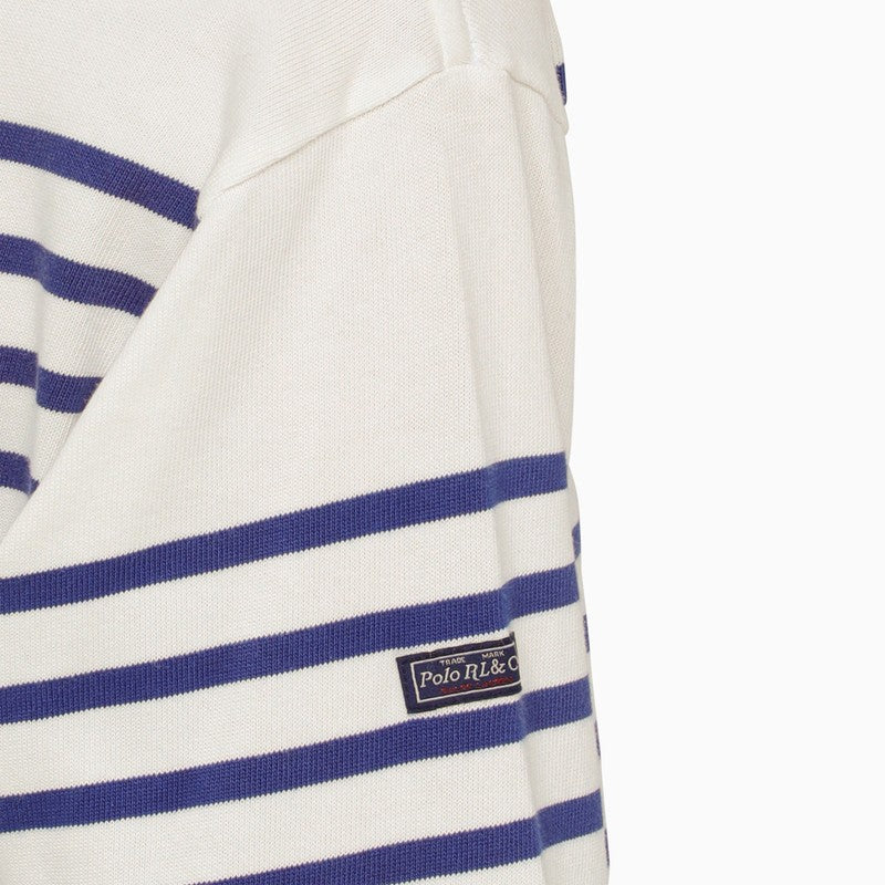 Blue and white striped cotton jersey
