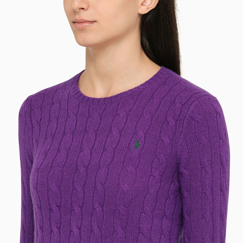 Violet crew-neck sweater with logo