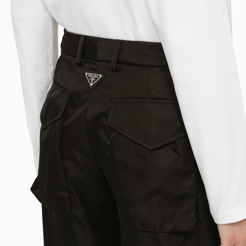 Black cargo trousers in Re-Nylon