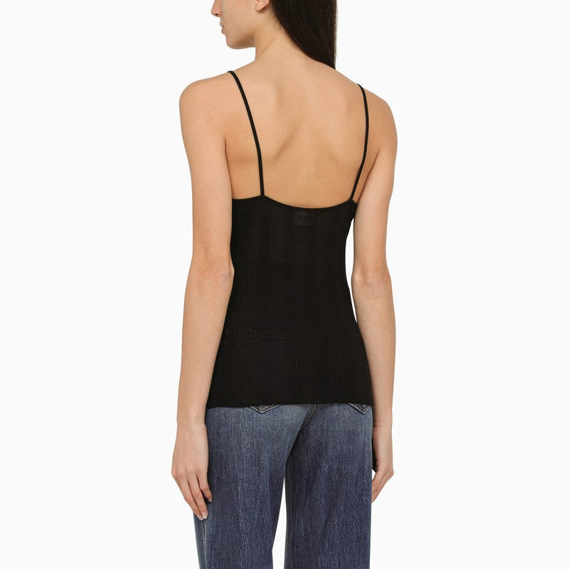Black cotton ribbed top