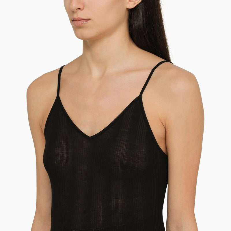 Black cotton ribbed top