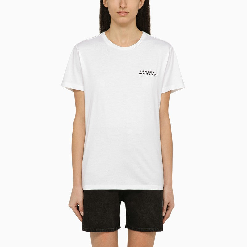 White cotton crew-neck T-shirt with logo