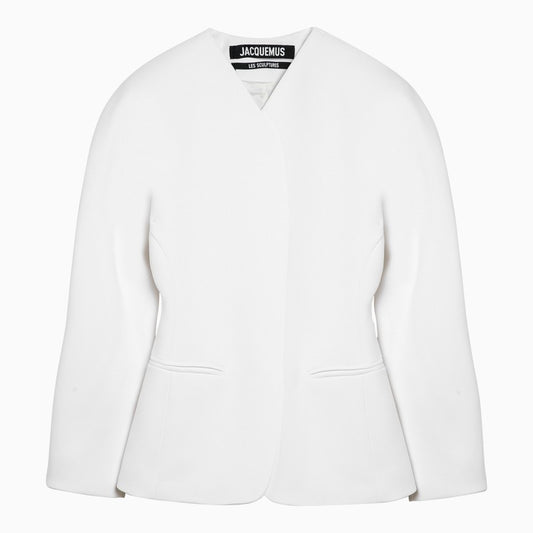Ovalo single-breasted white jacket