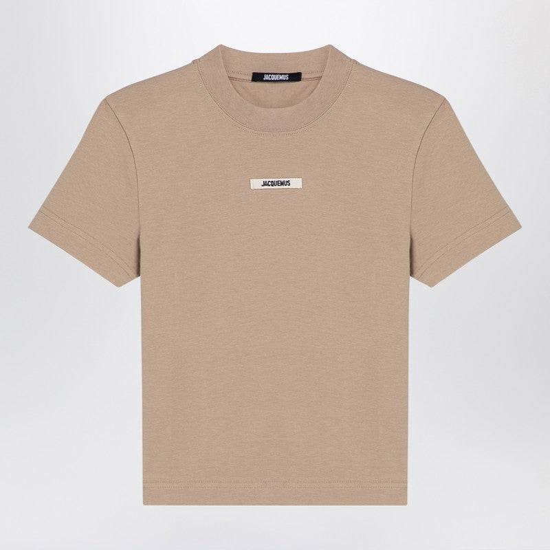 [WOMEN][NEW IN]Beige Gros Grain T-shirt with applied logo