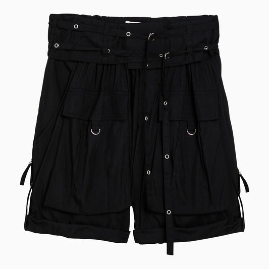 Black nylon-blend shorts