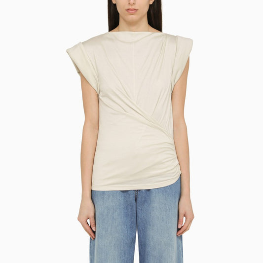 [WOMEN][NEW IN]Chalk-white cotton jersey with drape