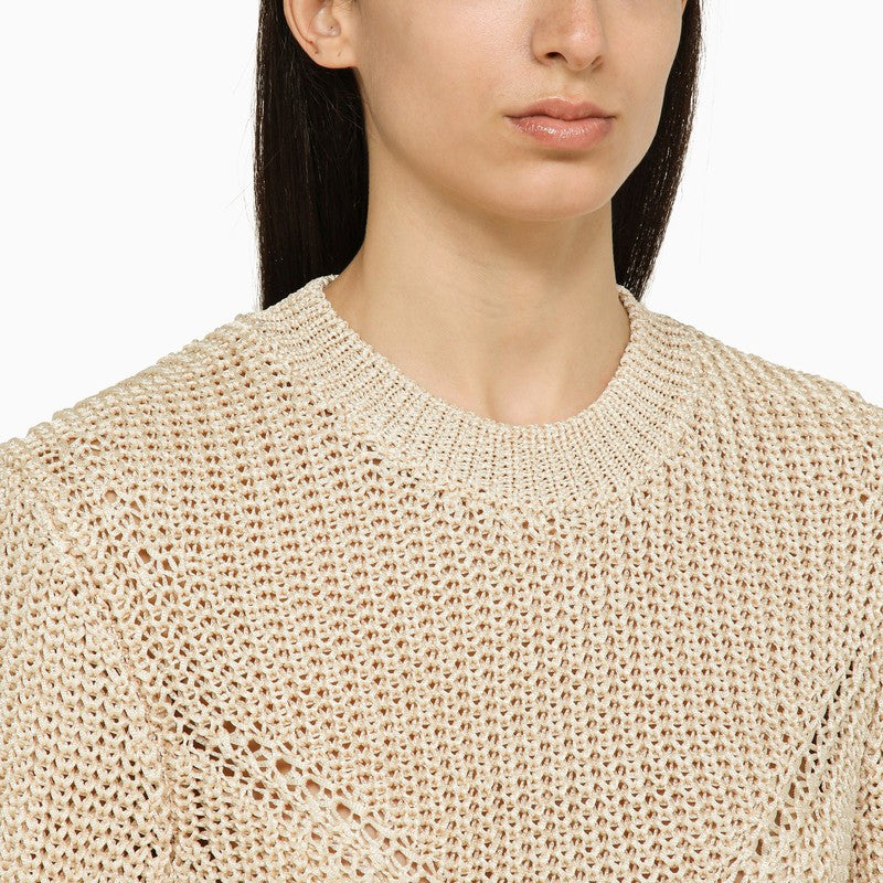 Recycled polyester ecru crew-neck jumper