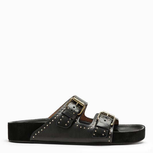 Black leather Lennyo sandals with buckles