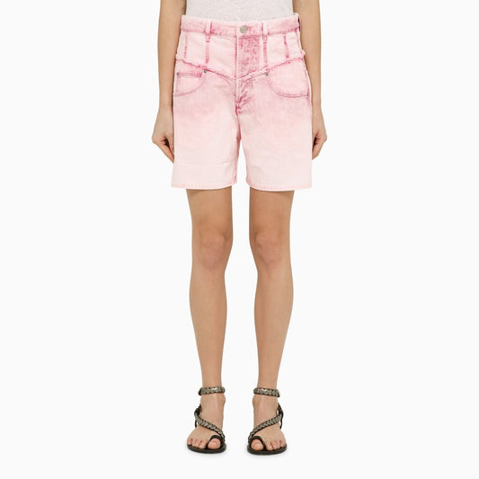 Light pink cotton denim shorts