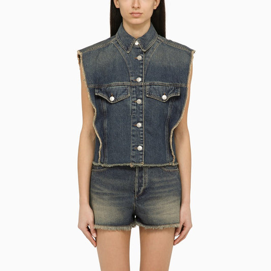 Tyra blue washed-out denim waistcoat