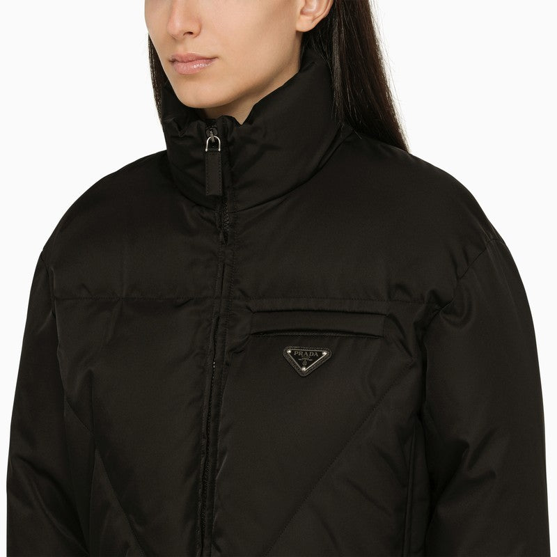 Black Re-nylon down jacket with logo