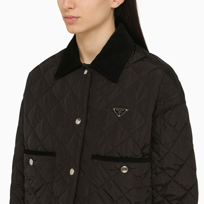 Black quilted jacket with logo