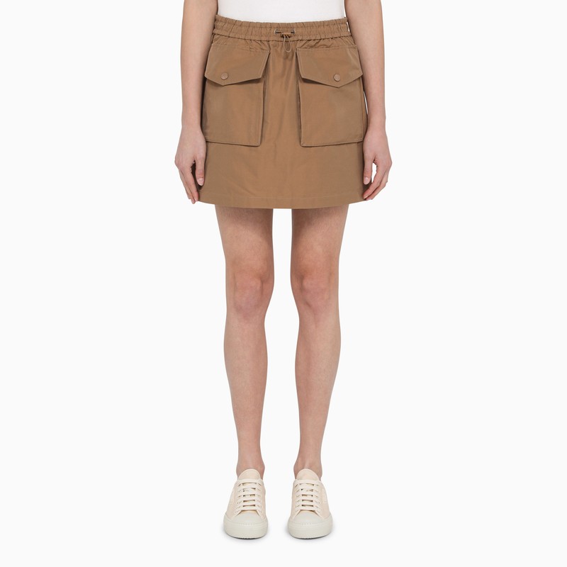 Sand-colored cotton-blend miniskirt