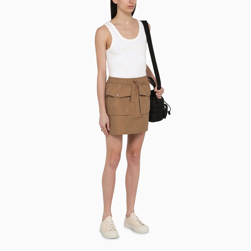 Sand-colored cotton-blend miniskirt