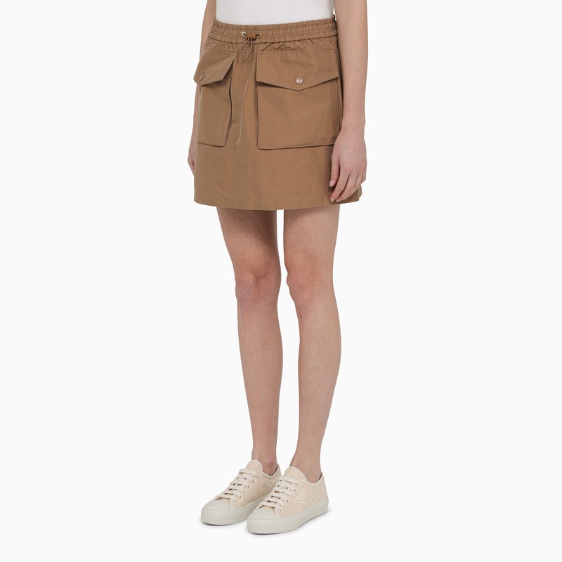 Sand-colored cotton-blend miniskirt