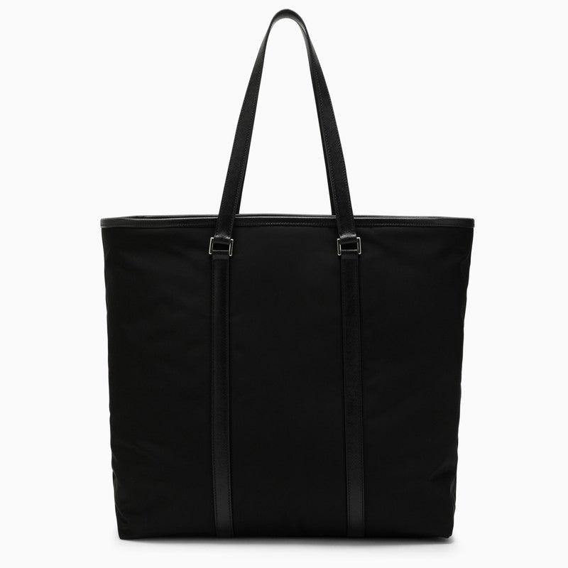 Black Re-Nylon and leather tote bag