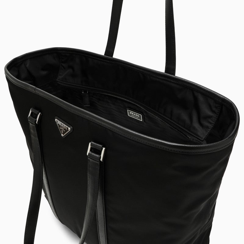 Black Re-Nylon and leather tote bag